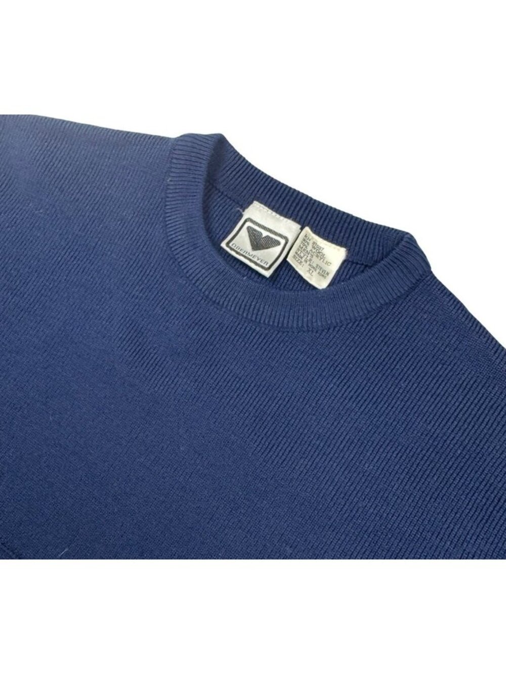 VTG Obermeyer Men's Wool Blend Ribbed Crew Neck L/S Sweater Blue • XL